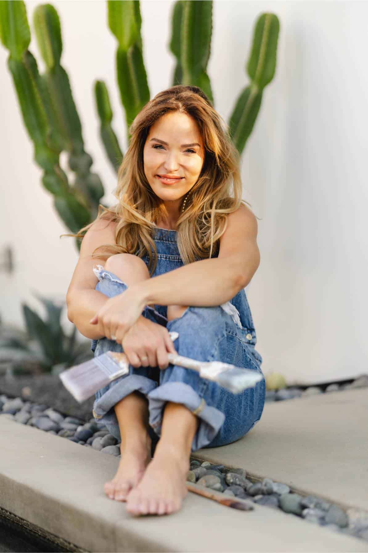 Jen working overalls